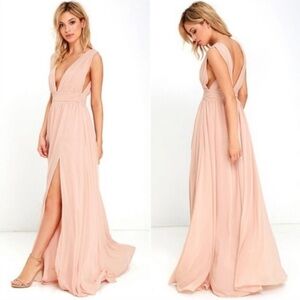 Lulus Heavenly Hues Blush Maxi Dress Gown